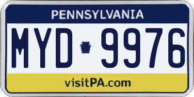 PA license plate MYD9976