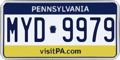 PA license plate MYD9979