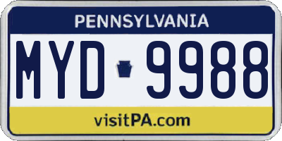 PA license plate MYD9988