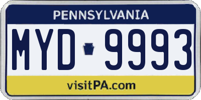 PA license plate MYD9993