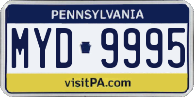 PA license plate MYD9995