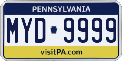 PA license plate MYD9999