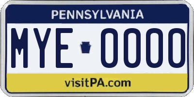 PA license plate MYE0000