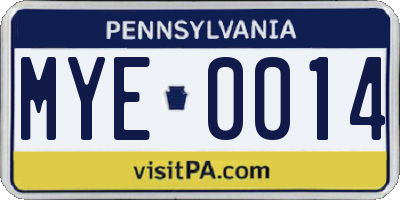 PA license plate MYE0014
