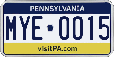 PA license plate MYE0015