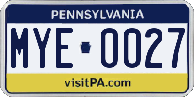 PA license plate MYE0027