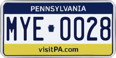 PA license plate MYE0028