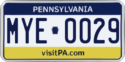 PA license plate MYE0029