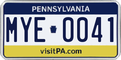 PA license plate MYE0041