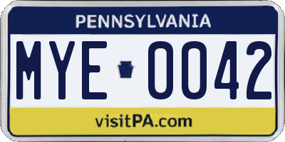 PA license plate MYE0042