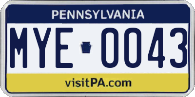 PA license plate MYE0043