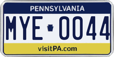 PA license plate MYE0044