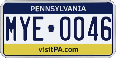 PA license plate MYE0046