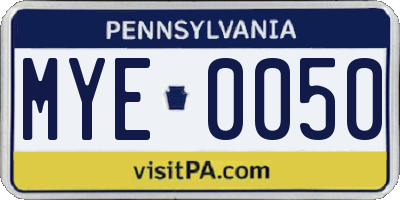 PA license plate MYE0050
