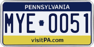 PA license plate MYE0051