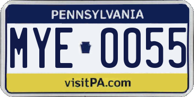 PA license plate MYE0055