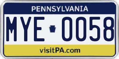 PA license plate MYE0058