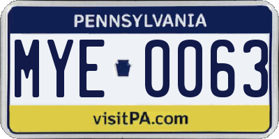 PA license plate MYE0063