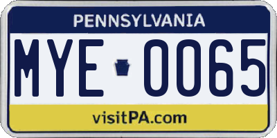 PA license plate MYE0065