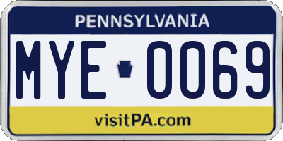 PA license plate MYE0069
