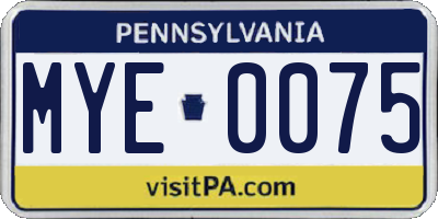 PA license plate MYE0075