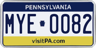 PA license plate MYE0082