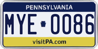 PA license plate MYE0086