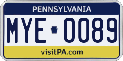 PA license plate MYE0089