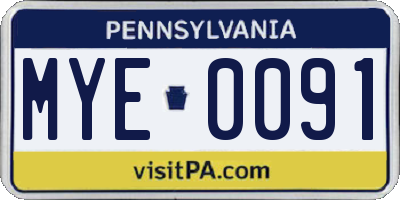 PA license plate MYE0091