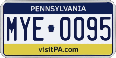 PA license plate MYE0095