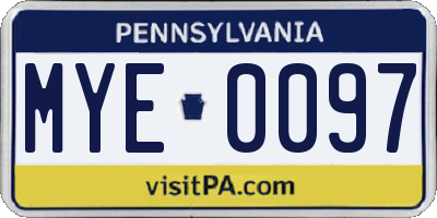 PA license plate MYE0097