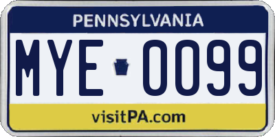 PA license plate MYE0099