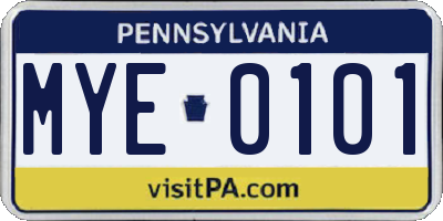 PA license plate MYE0101