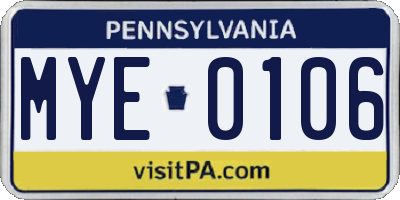 PA license plate MYE0106