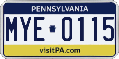 PA license plate MYE0115