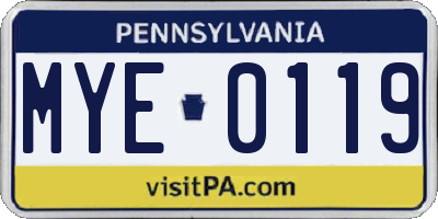 PA license plate MYE0119