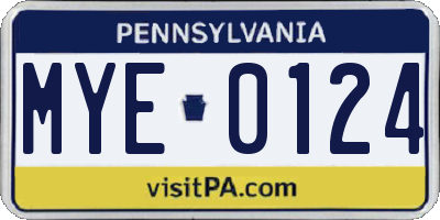 PA license plate MYE0124