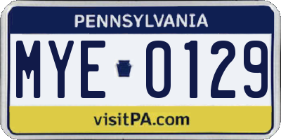 PA license plate MYE0129