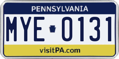 PA license plate MYE0131