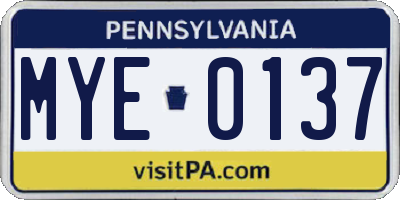 PA license plate MYE0137