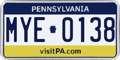 PA license plate MYE0138