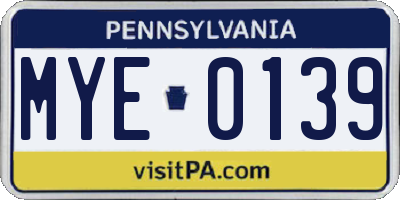 PA license plate MYE0139