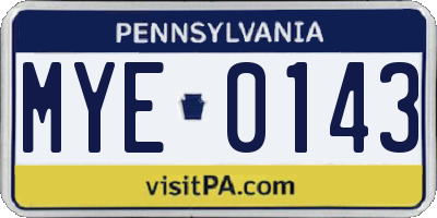 PA license plate MYE0143