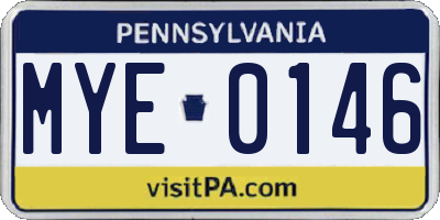 PA license plate MYE0146
