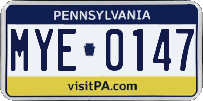 PA license plate MYE0147
