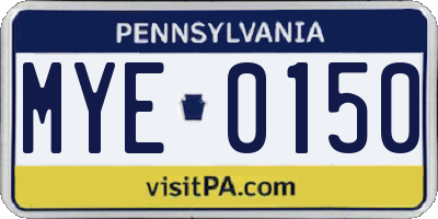 PA license plate MYE0150
