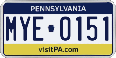 PA license plate MYE0151