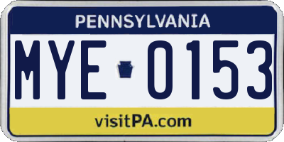 PA license plate MYE0153
