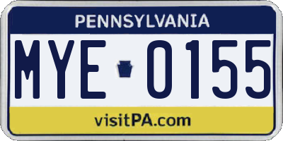 PA license plate MYE0155