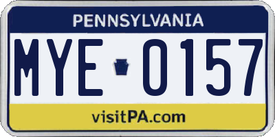 PA license plate MYE0157